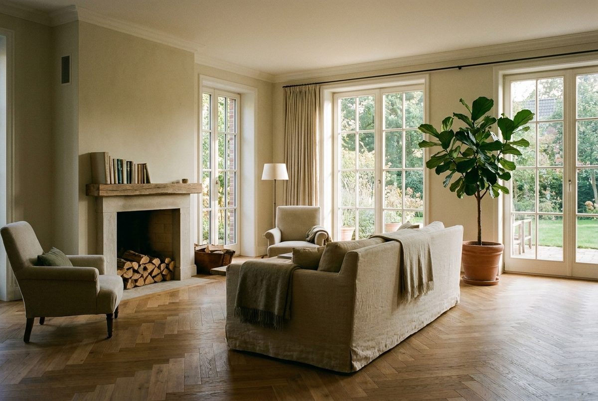 Wohnraum mit Kamin